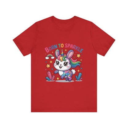 Born to Sparkle Bunny Tee, Cute Animal T-Shirt, Unisex Fun Shirt, Rainbow Graphic Tee, Kids & Adults Gift, Birthday Party Outfit