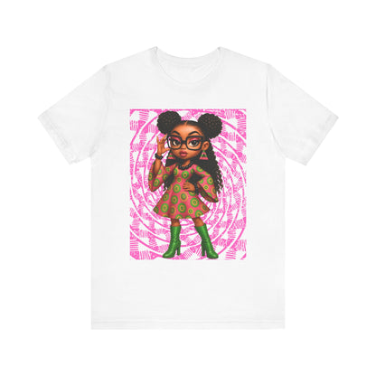 Funky Feminine Graphic Tee, Stylish Short Sleeve T-Shirt for Women, Boho Fashion Top, Retro Print Gift, Casual Streetwear