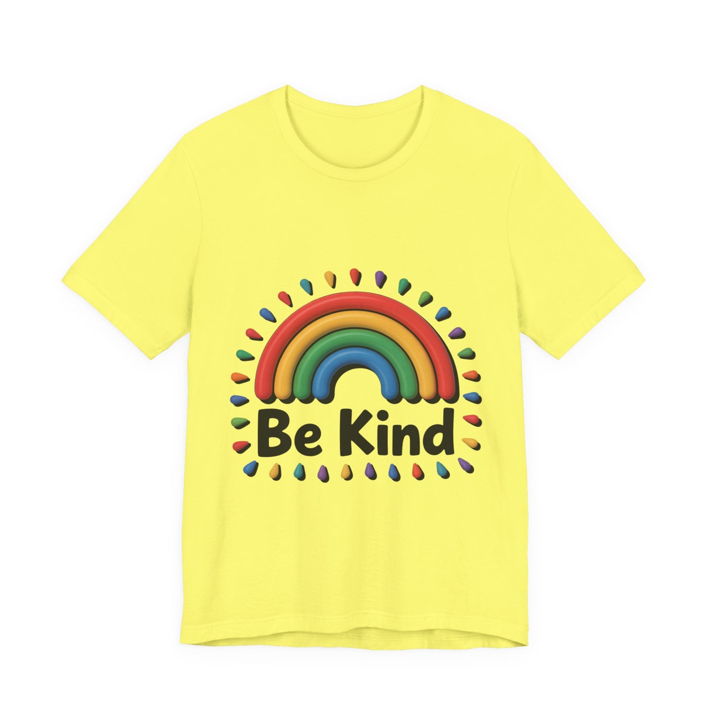 Be Kind Rainbow Tee - Unisex Jersey Short Sleeve T-Shirt, Casual Wear, Gifts for Friends, Positive Vibes, Everyday Apparel, Rainbow Shirt