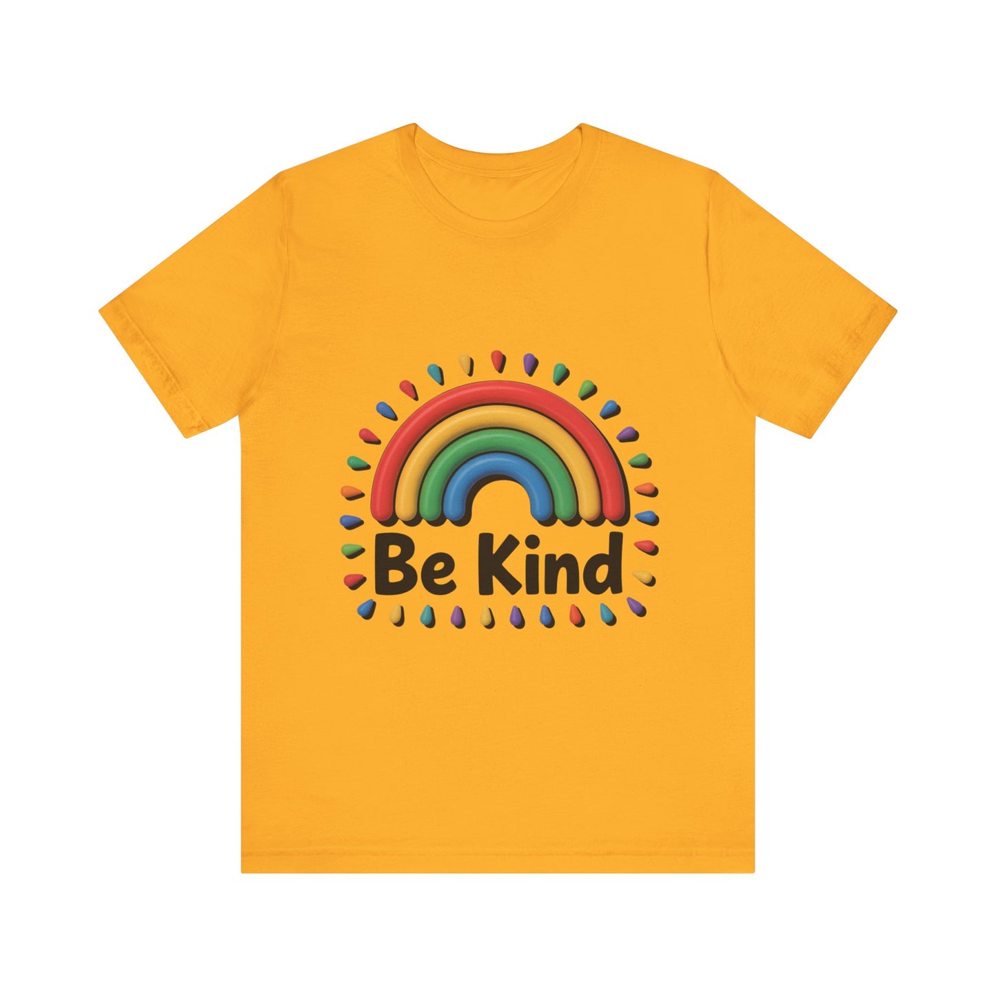 Be Kind Rainbow Tee - Unisex Jersey Short Sleeve T-Shirt, Casual Wear, Gifts for Friends, Positive Vibes, Everyday Apparel, Rainbow Shirt
