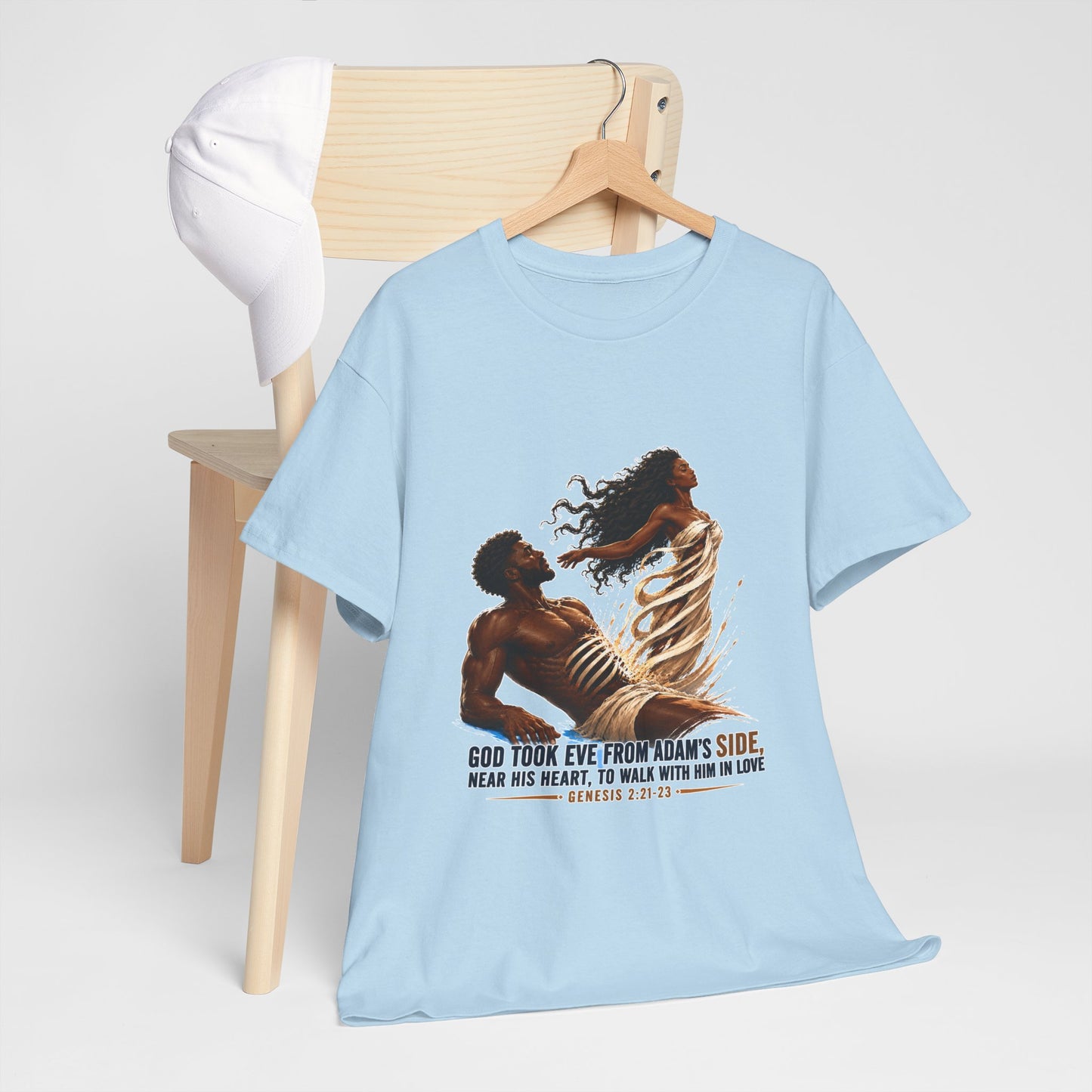 Christian Faith T-Shirt – 'God Took Eve From Adam's Side' Biblical Couple Tee