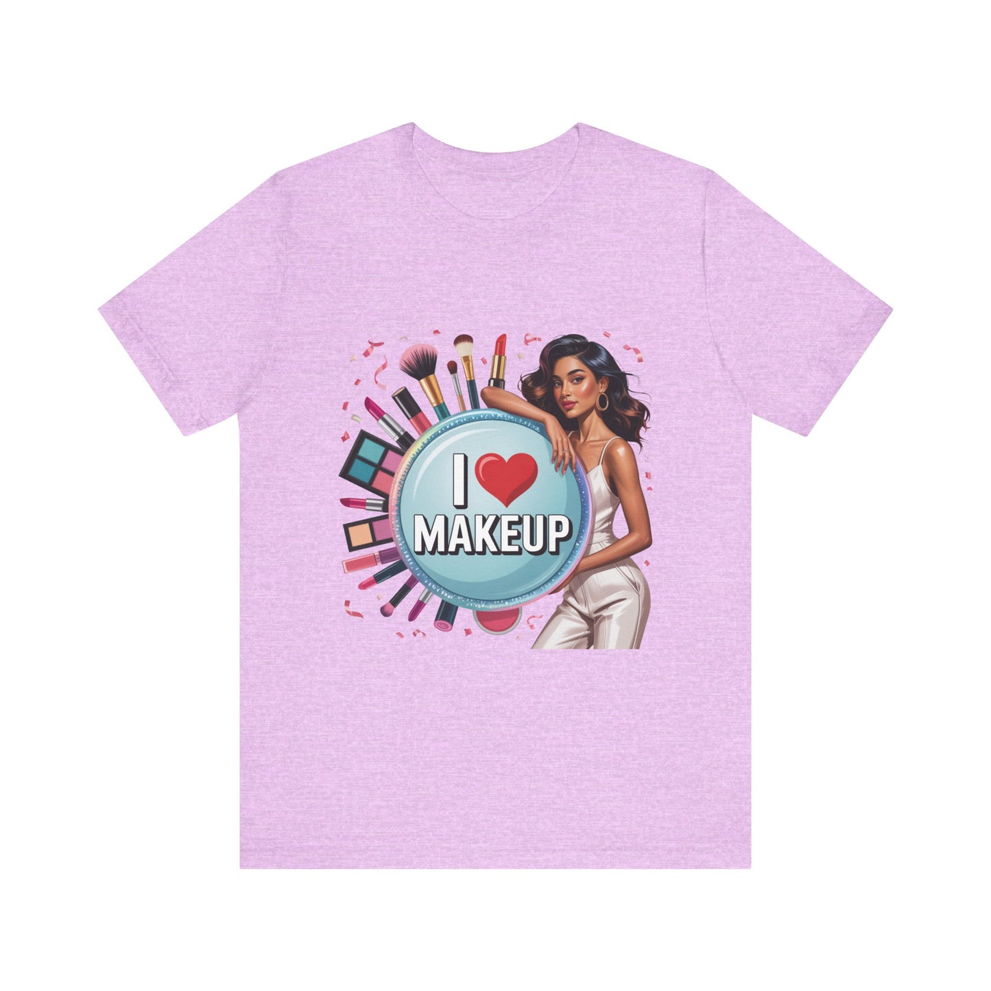 Makeup Lovers Tee, I Love Makeup Shirt, Beauty Enthusiast Gift, Fashionable Short Sleeve Shirt, Ideal for Makeup Artists, Birthday Gift