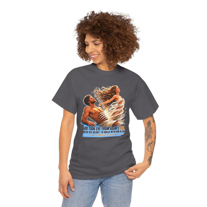 Biblical Adam & Eve Graphic Tee — "God Took Eve From Adam’s Side" Inspirational Christian T-Shirt