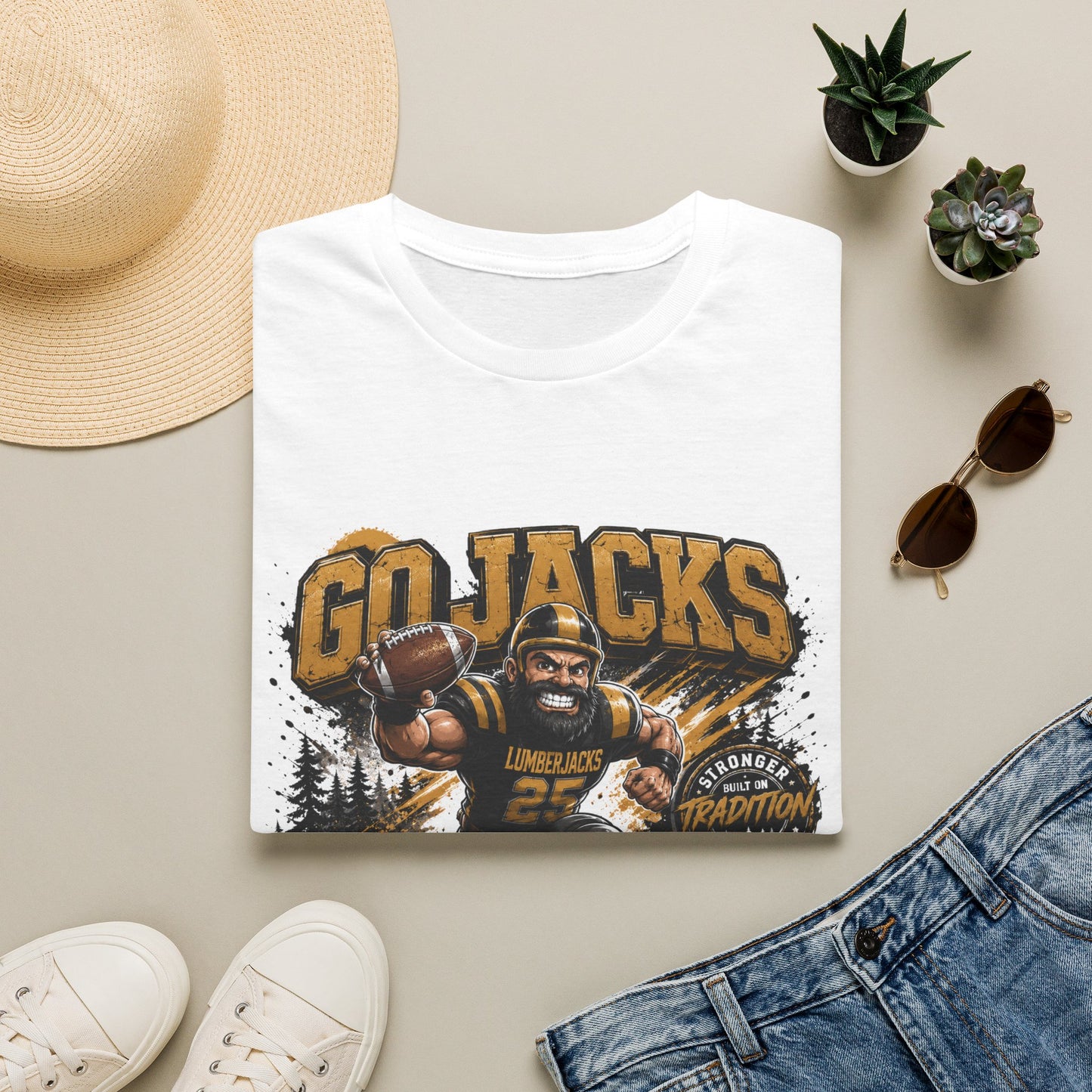Go Jacks Football T-Shirt — Bogalusa High School Lumberjacks Fan Tee