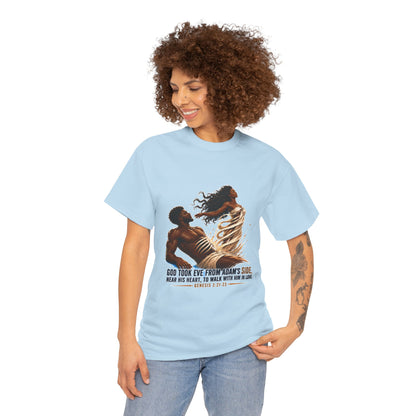 Christian Faith T-Shirt – 'God Took Eve From Adam's Side' Biblical Couple Tee