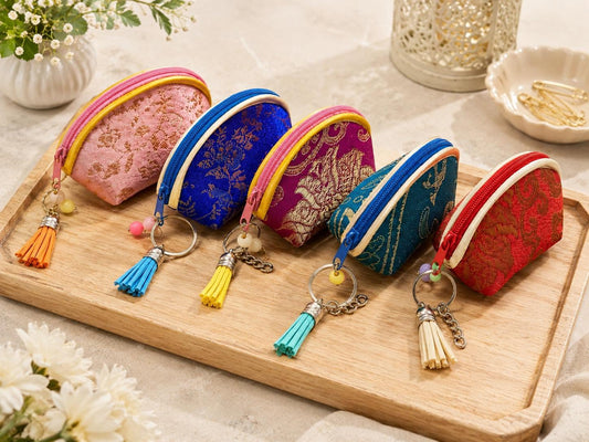 Mini Brocade Coin Purse Keychain