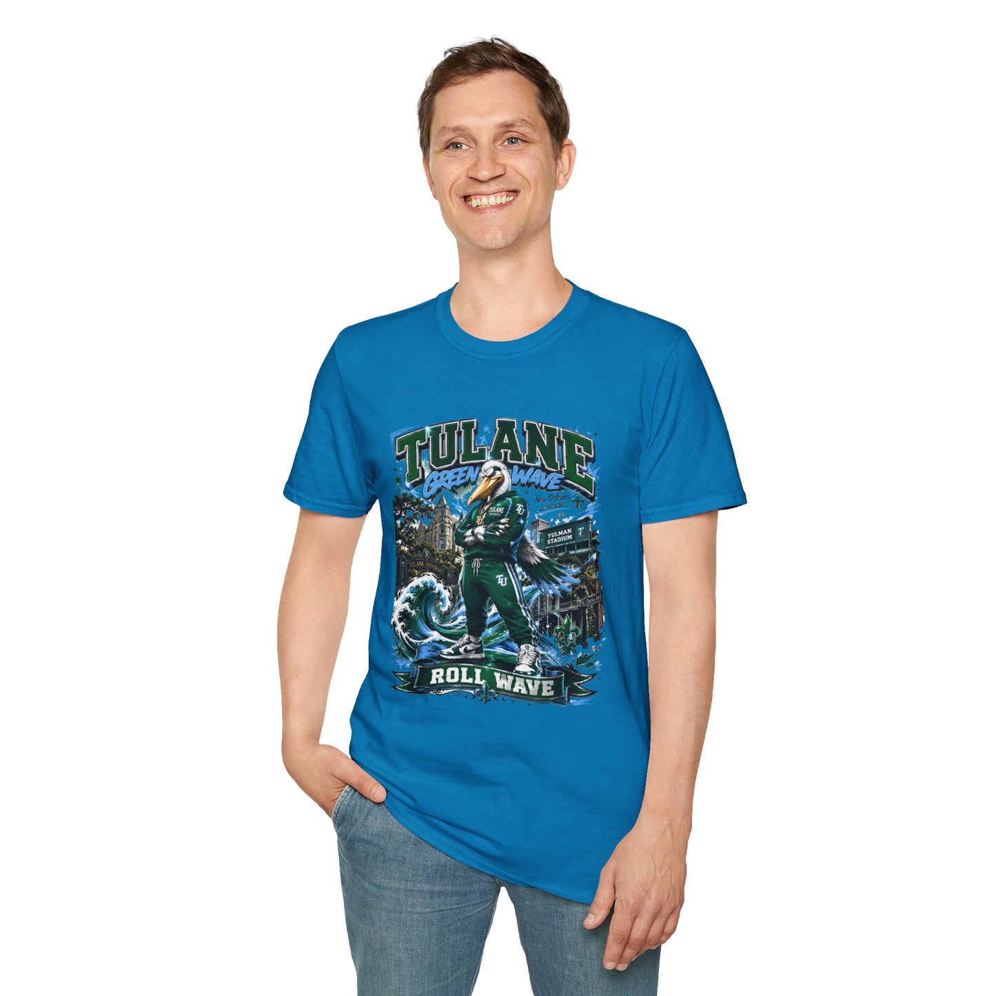 Tulane Green Wave T-Shirt – Collegiate Mascot 'Roll Wave' Fan Tee