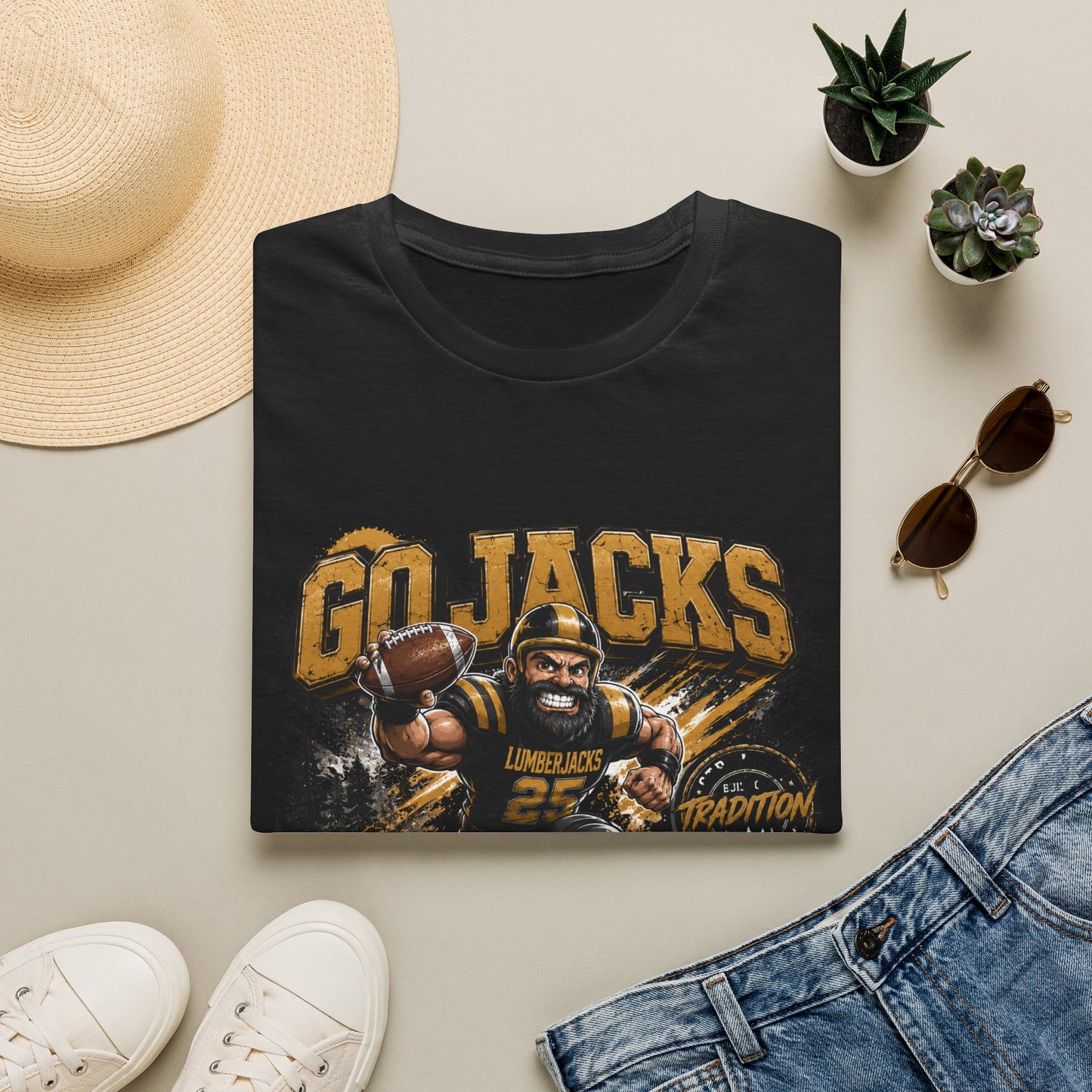Go Jacks Football T-Shirt — Bogalusa High School Lumberjacks Fan Tee
