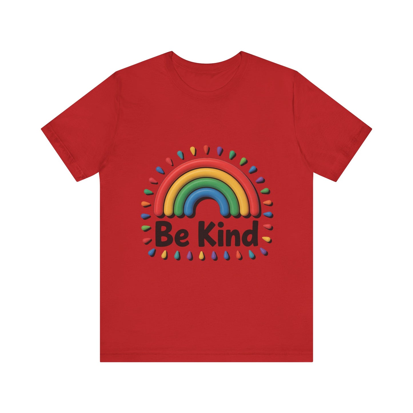 Be Kind Rainbow Tee - Unisex Jersey Short Sleeve T-Shirt, Casual Wear, Gifts for Friends, Positive Vibes, Everyday Apparel, Rainbow Shirt