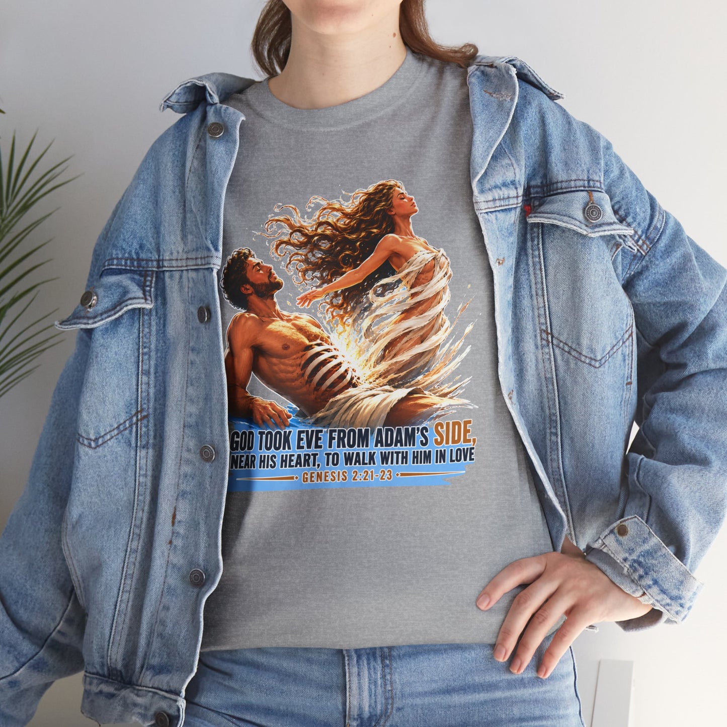 Biblical Adam & Eve Graphic Tee — "God Took Eve From Adam’s Side" Inspirational Christian T-Shirt