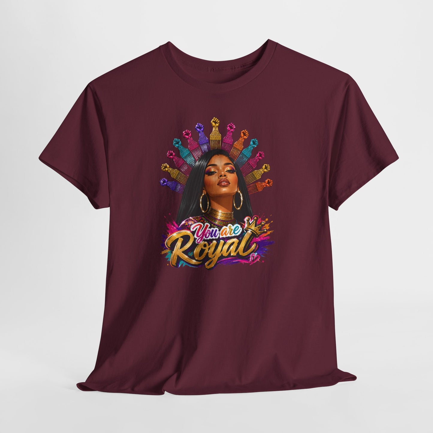You Are Royal Graphic Tee — Empowering Black Queen Portrait T‑Shirt