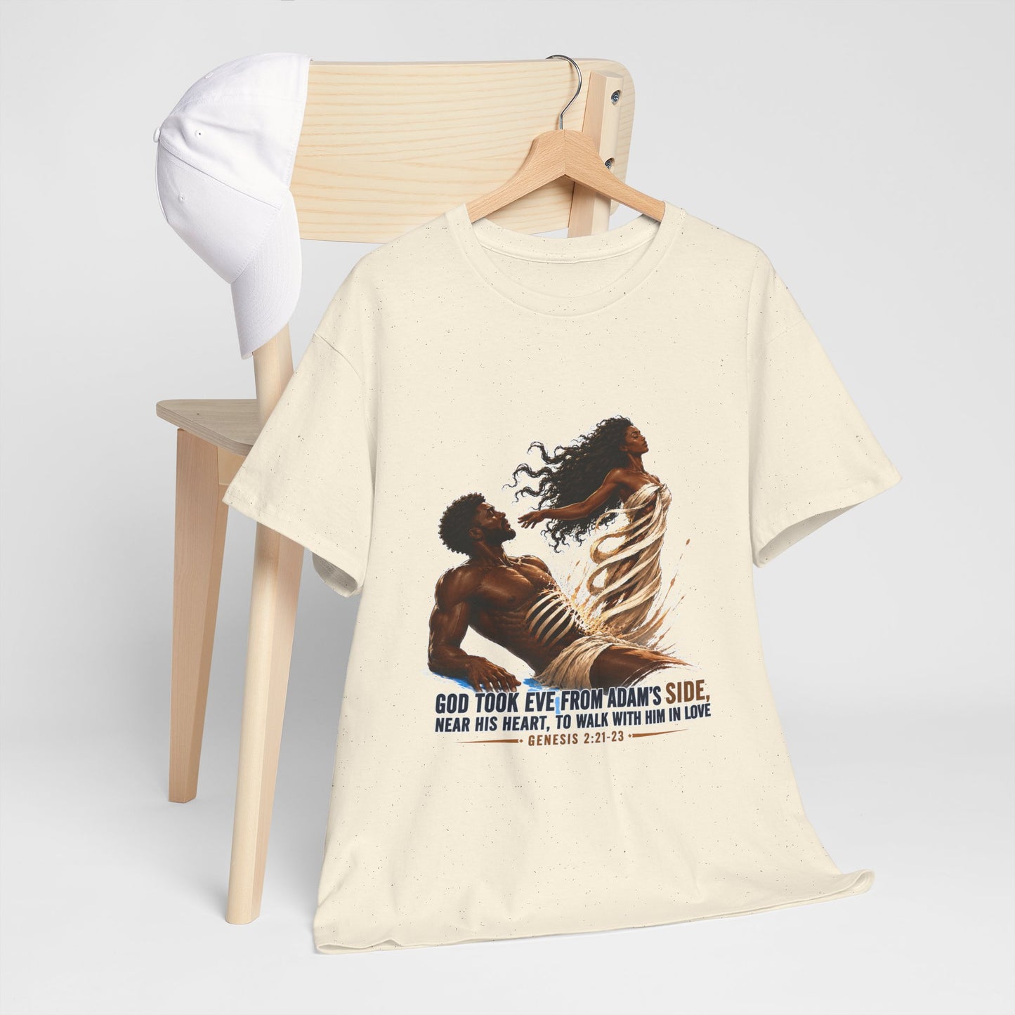 Christian Faith T-Shirt – 'God Took Eve From Adam's Side' Biblical Couple Tee
