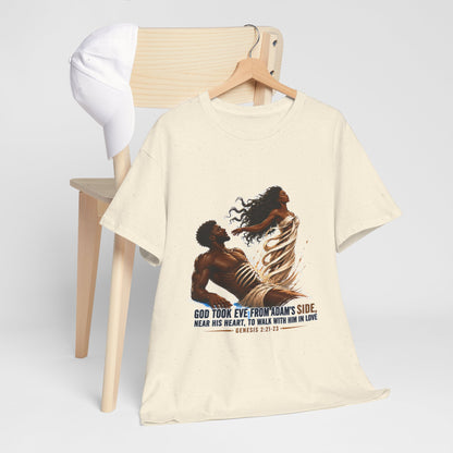 Christian Faith T-Shirt – 'God Took Eve From Adam's Side' Biblical Couple Tee