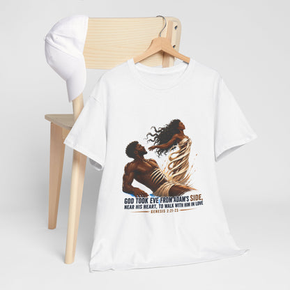 Christian Faith T-Shirt – 'God Took Eve From Adam's Side' Biblical Couple Tee