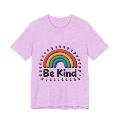 Be Kind Rainbow Tee - Unisex Jersey Short Sleeve T-Shirt, Casual Wear, Gifts for Friends, Positive Vibes, Everyday Apparel, Rainbow Shirt