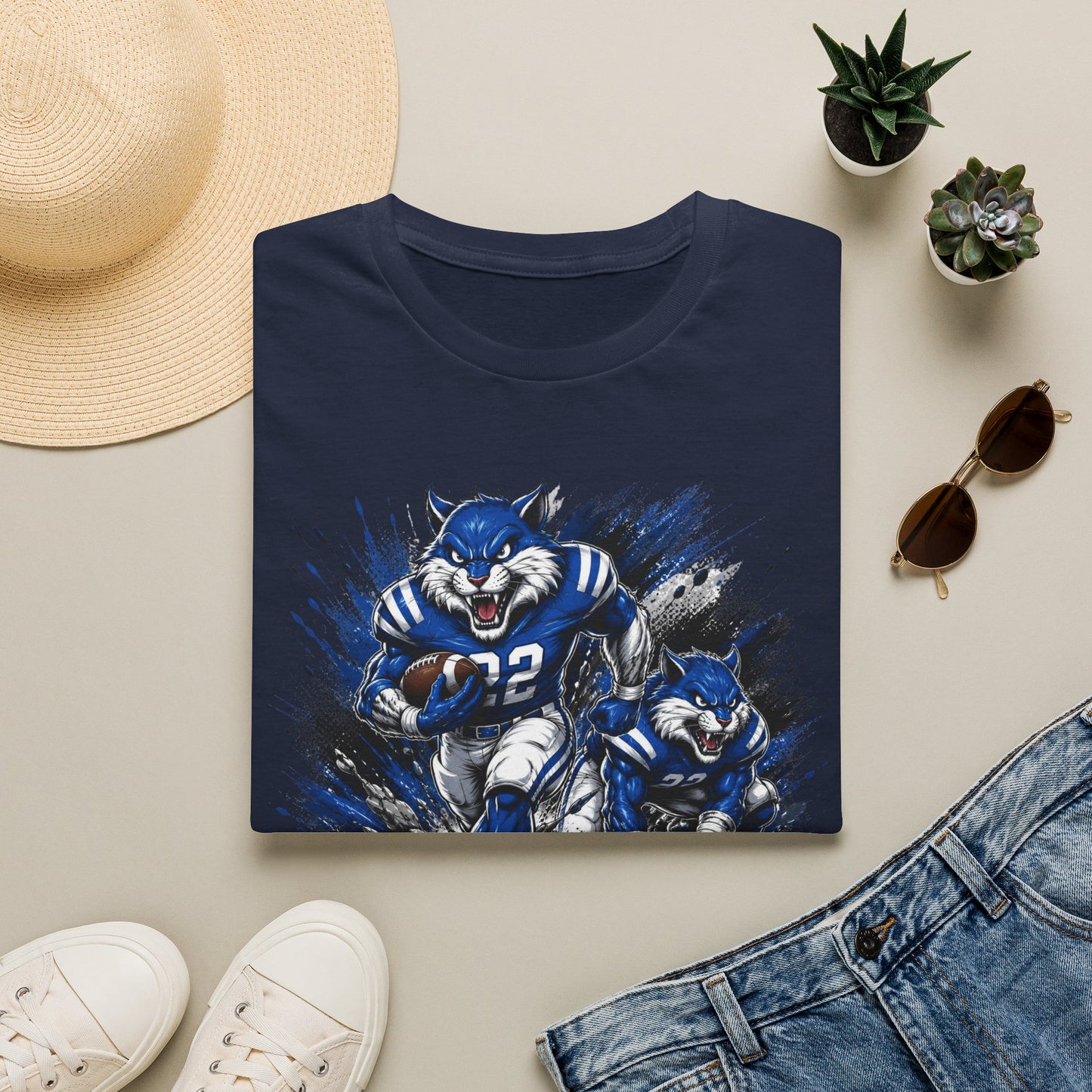 Varnado High School Wildcats Football Mascot T-Shirt