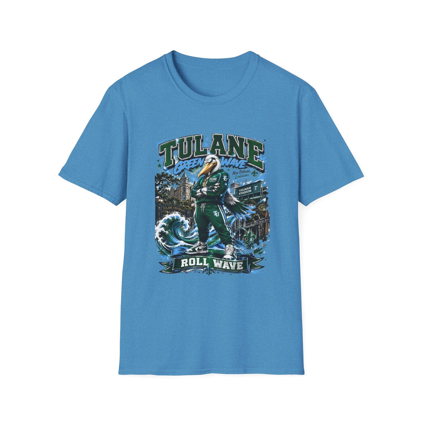 Tulane Green Wave T-Shirt – Collegiate Mascot 'Roll Wave' Fan Tee