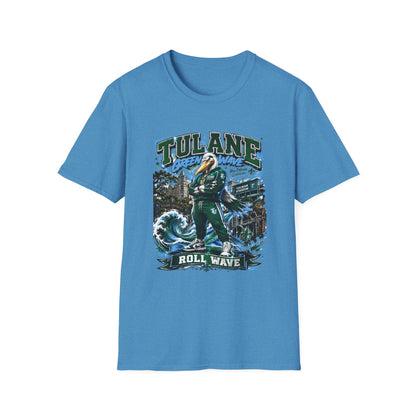 Tulane Green Wave T-Shirt – Collegiate Mascot 'Roll Wave' Fan Tee
