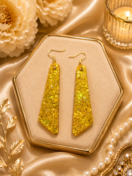 Gold Glitter Statement Earrings