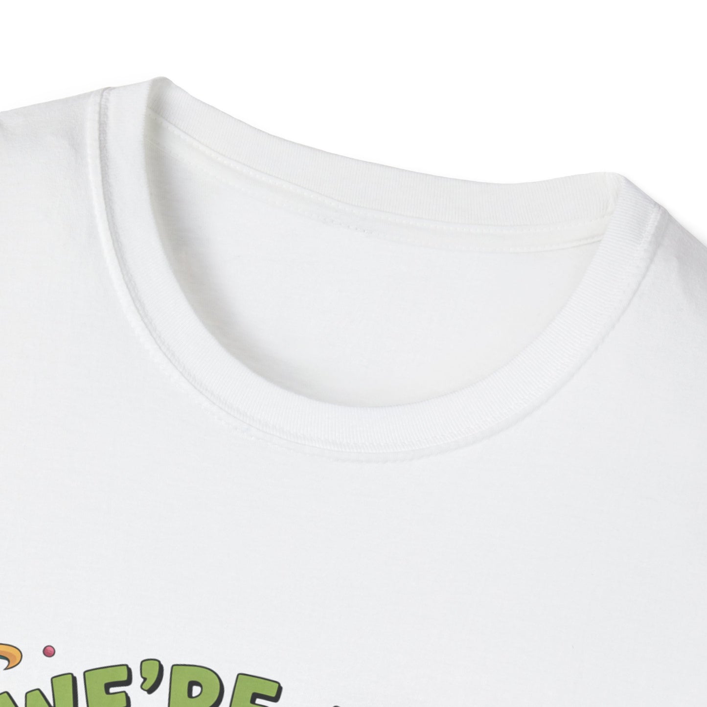 Whimsical T-Shirt with 'We're All Mad Here' Design, Fun Graphic Tee for Festivals, Gifts, Everyday Wear, Quirky Casual Wear