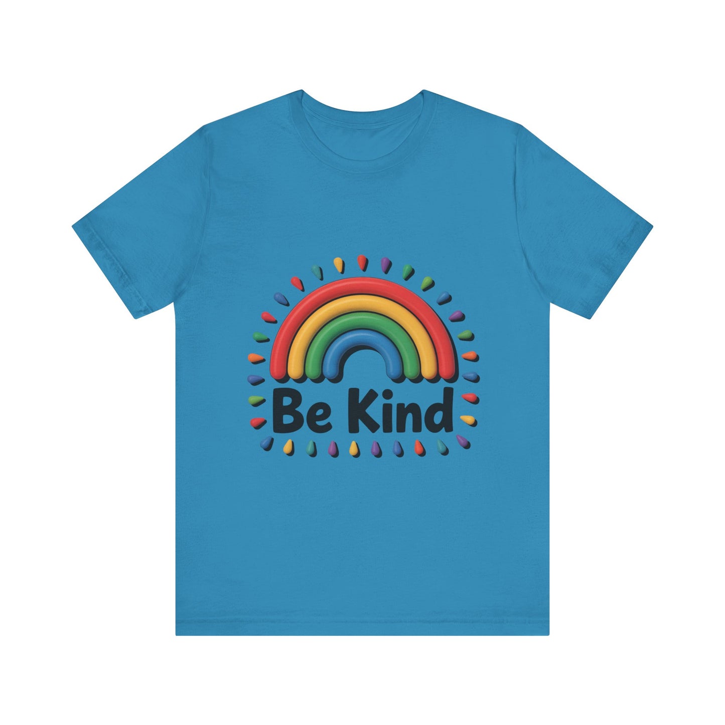 Be Kind Rainbow Tee - Unisex Jersey Short Sleeve T-Shirt, Casual Wear, Gifts for Friends, Positive Vibes, Everyday Apparel, Rainbow Shirt