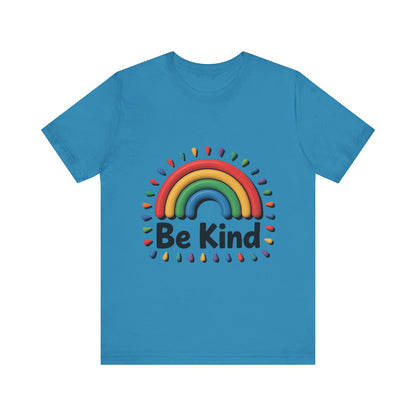 Be Kind Rainbow Tee - Unisex Jersey Short Sleeve T-Shirt, Casual Wear, Gifts for Friends, Positive Vibes, Everyday Apparel, Rainbow Shirt