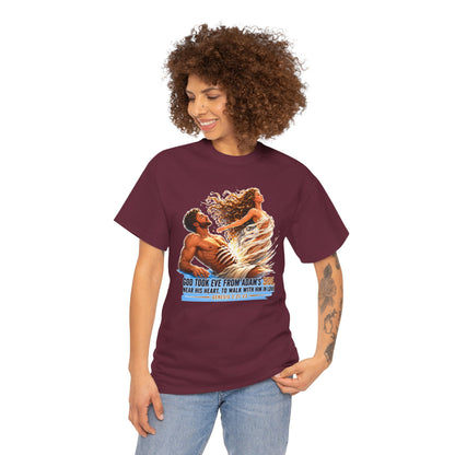 Biblical Adam & Eve Graphic Tee — "God Took Eve From Adam’s Side" Inspirational Christian T-Shirt
