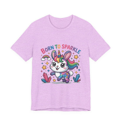 Born to Sparkle Bunny Tee, Cute Animal T-Shirt, Unisex Fun Shirt, Rainbow Graphic Tee, Kids & Adults Gift, Birthday Party Outfit