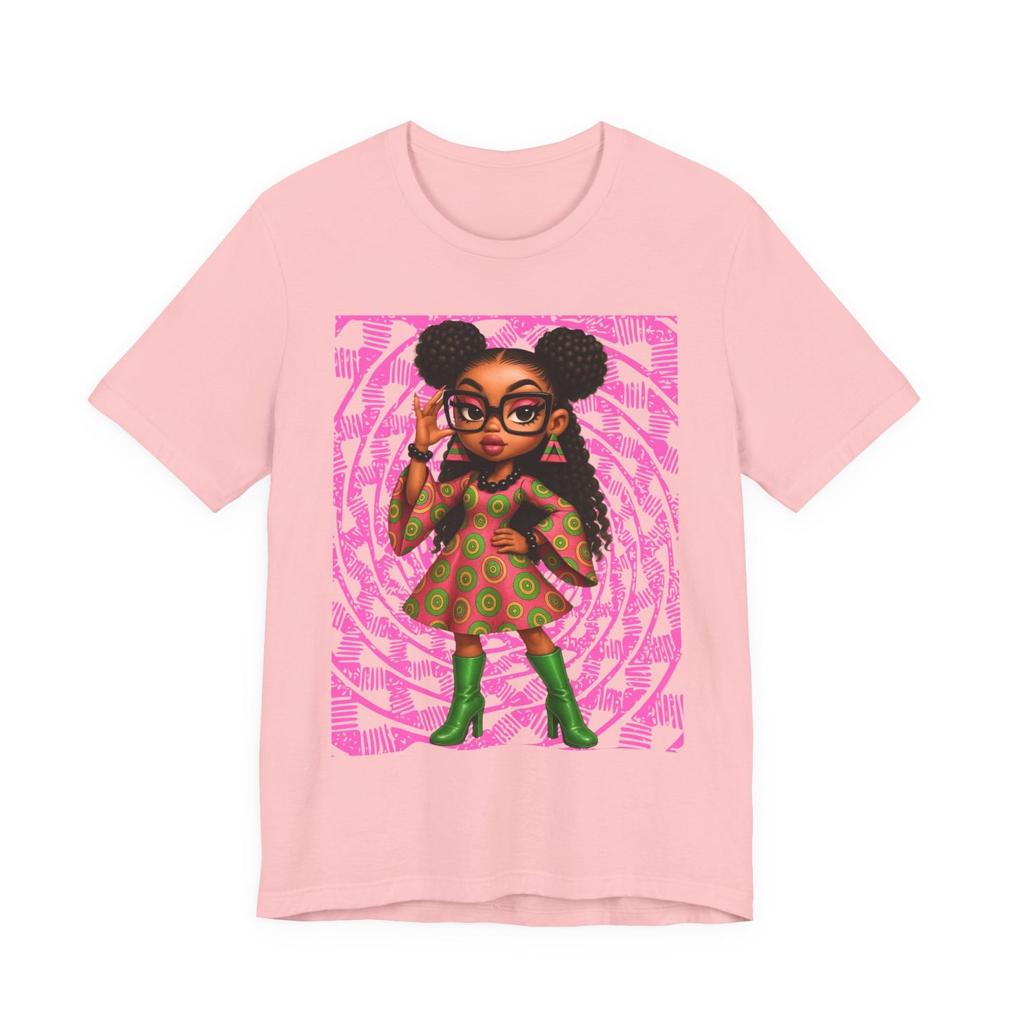 Funky Feminine Graphic Tee, Stylish Short Sleeve T-Shirt for Women, Boho Fashion Top, Retro Print Gift, Casual Streetwear