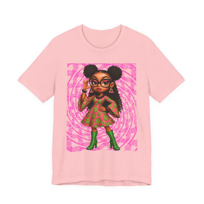 Funky Feminine Graphic Tee, Stylish Short Sleeve T-Shirt for Women, Boho Fashion Top, Retro Print Gift, Casual Streetwear