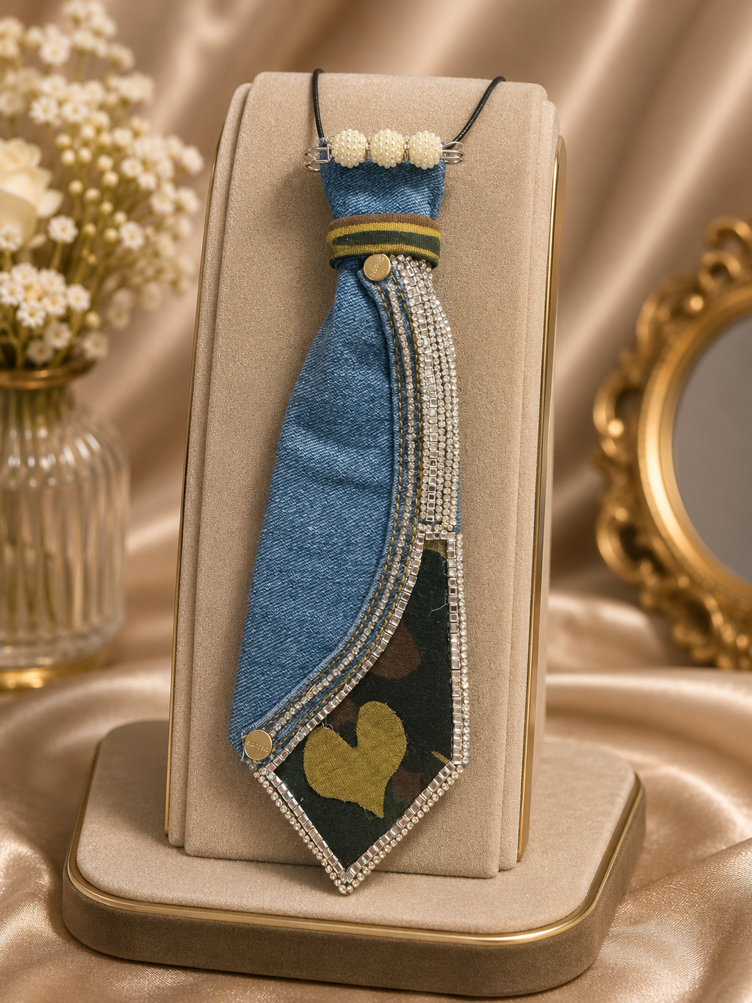 Denim Heart Boss Tie